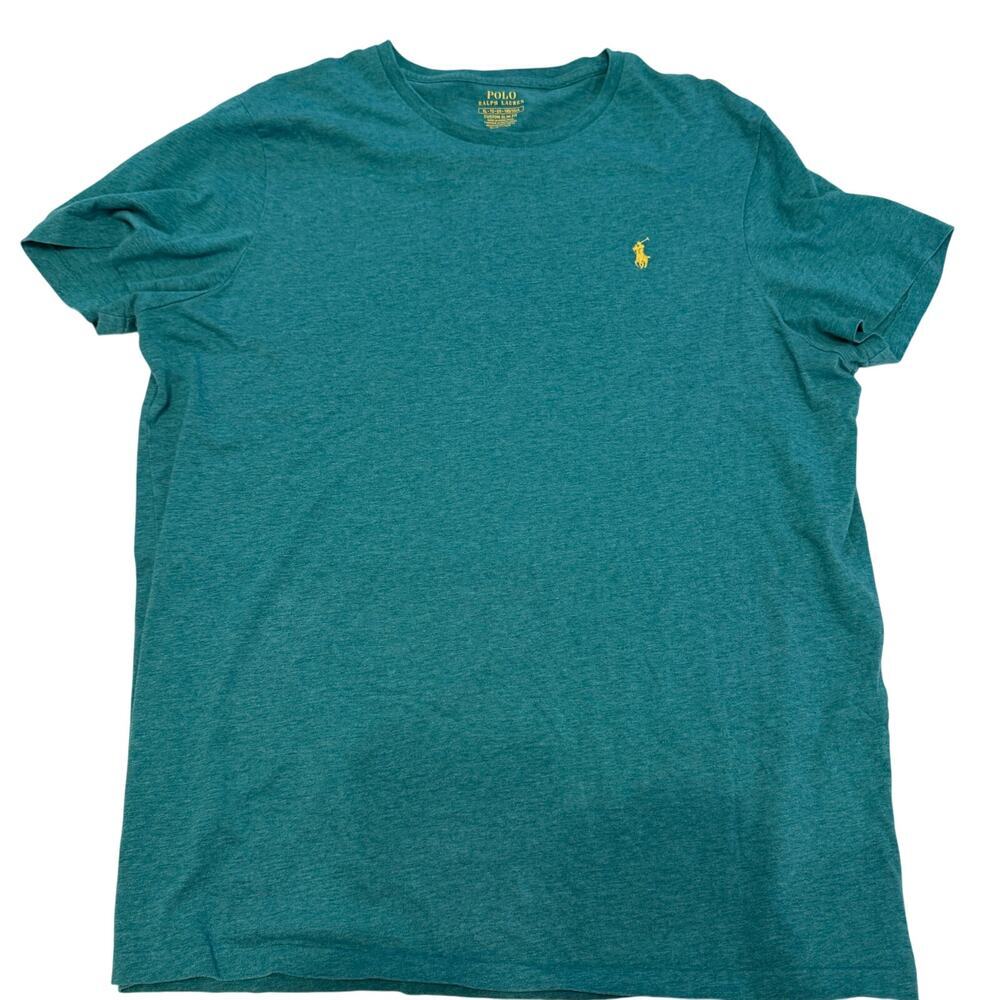 Polo Ralph Lauren T-Shirt Men's XL Custom Slim Fit Teal Heather Yellow Pony Y2K